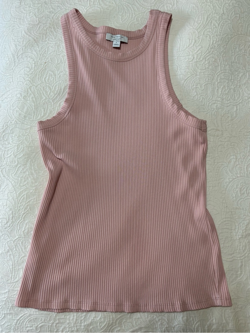 Ann Taylor Dusty Pink Ribbed Tank Top